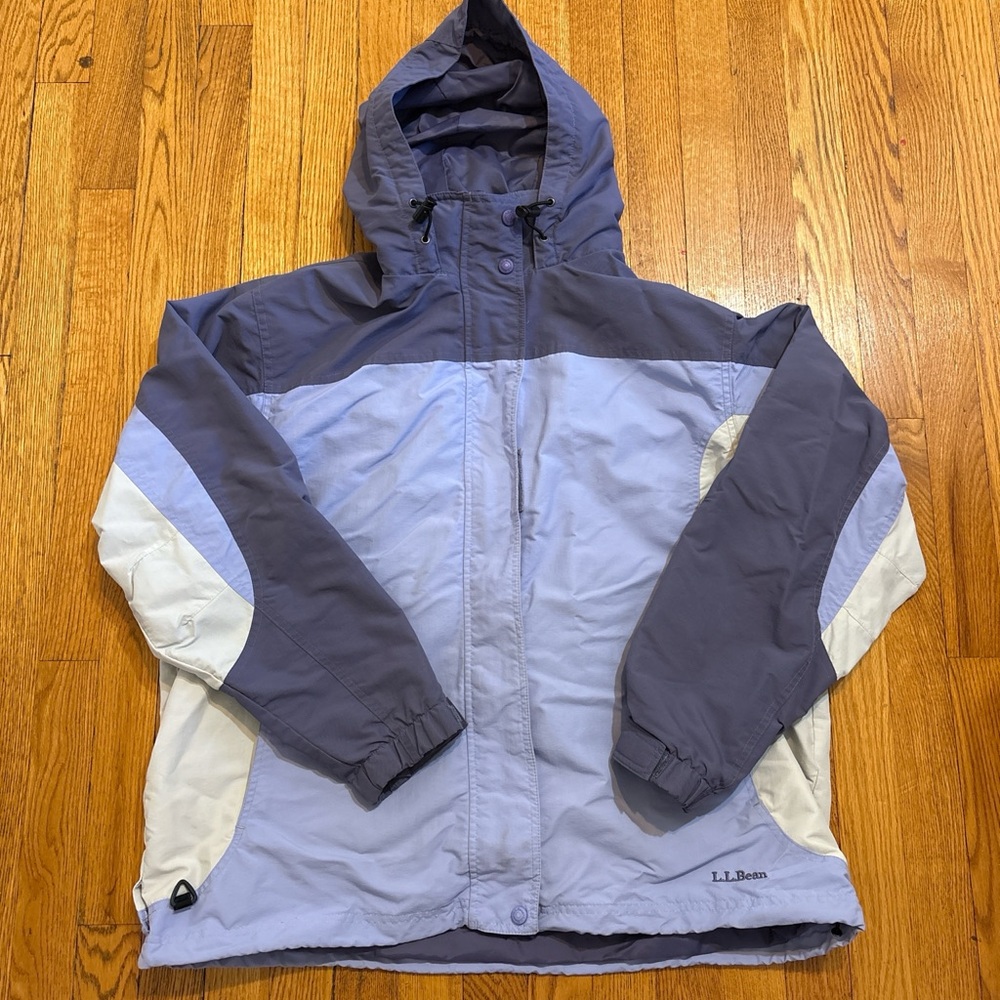 L.L. Bean Lavender and Dusty Purple Hooded Colorblock Jacket